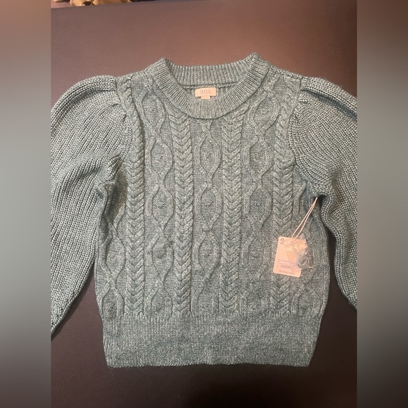 a.n.a. Women’s Crew Neck Knit Sweater Ballon Sleeves Green S. New w tag. - Picture 3 of 9